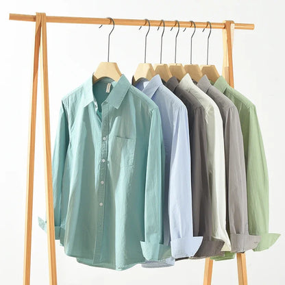 Japanes Pure Cotton Long Sleeve Turn-down Collar Shirts