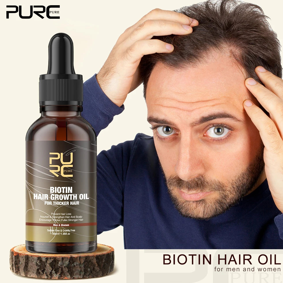 PURC ,biotin fast hair growth oil shampoo conditioner set anti hair loss treatment for Unisex beauty health gift,