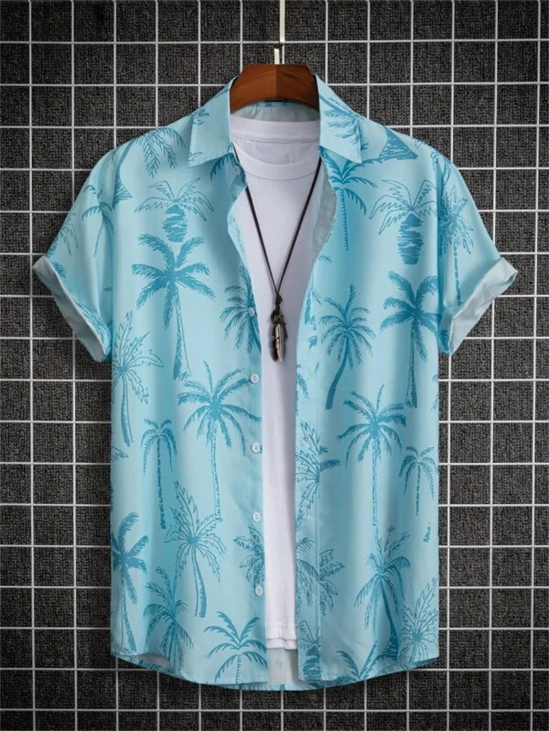 Hawaiian top men's clothing street party men's shirt breathable