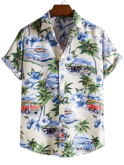 Hawaiian top men's clothing street party men's shirt breathable