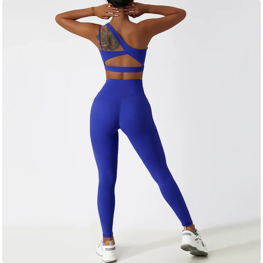 ARI high quality One shoulder bra top pants sports Set  Women's sportswear