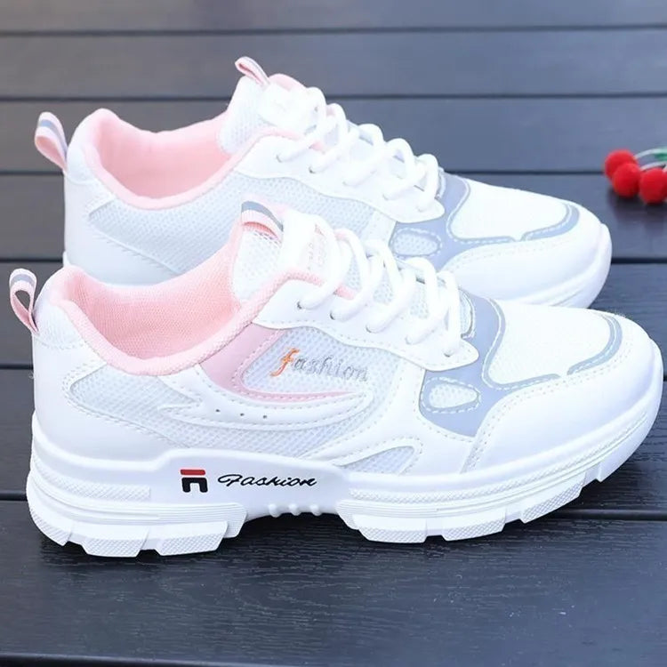 Women Running Shoes Fashion Breathable Walking Mesh Lace Up Platform Shoes Sneakers Women Tenis Feminino White Vulcanized Shoes