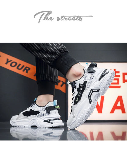 Japanese art, trendy men's sports shoes 2024. Lace-up, breathable shoes.