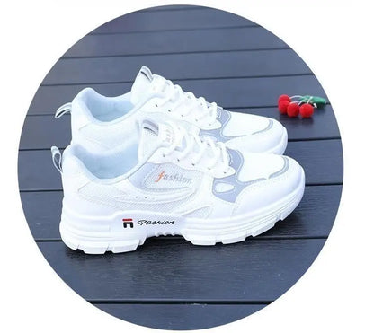 Women Running Shoes Fashion Breathable Walking Mesh Lace Up Platform Shoes Sneakers Women Tenis Feminino White Vulcanized Shoes