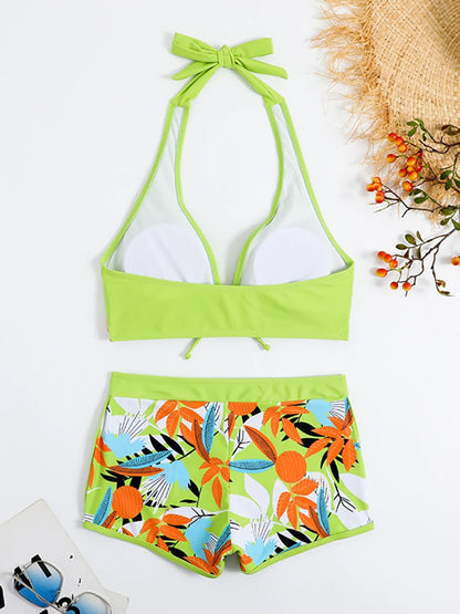 Bikini set short swimsuit women high waist swimwear printed beachwear