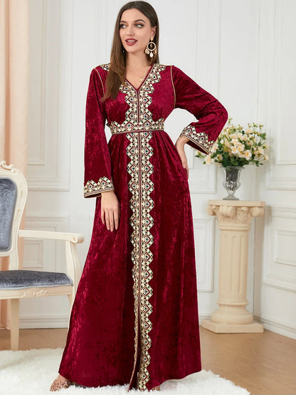 Dubai velvet dress women long dresses clothing turkey arabic dress