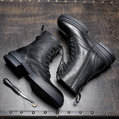 Leather  Boots For Man Thick Fashion Shoes