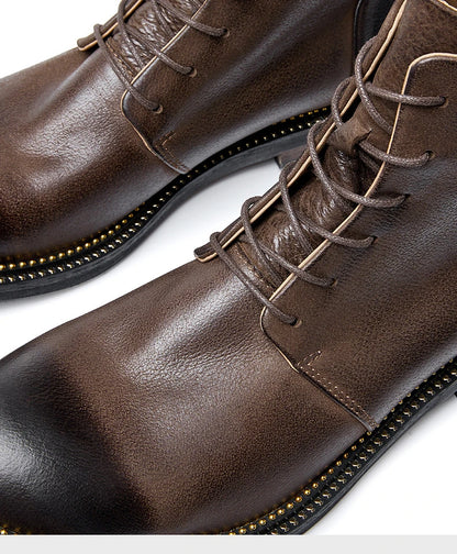 Handmade, high-quality, soft cow leather boots in British style.