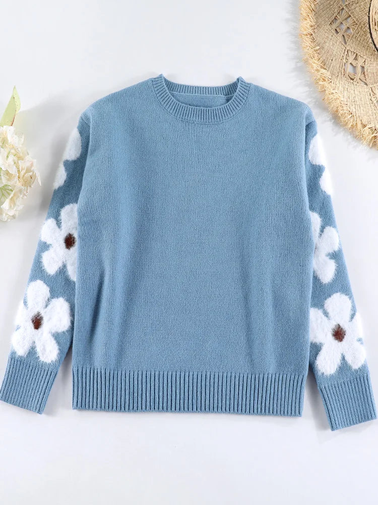 2024 flower sweater women fashion Long sleeve popular top autumn winter sweaters