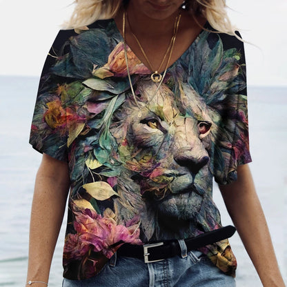 Women  t-shirt with animal print streetwear