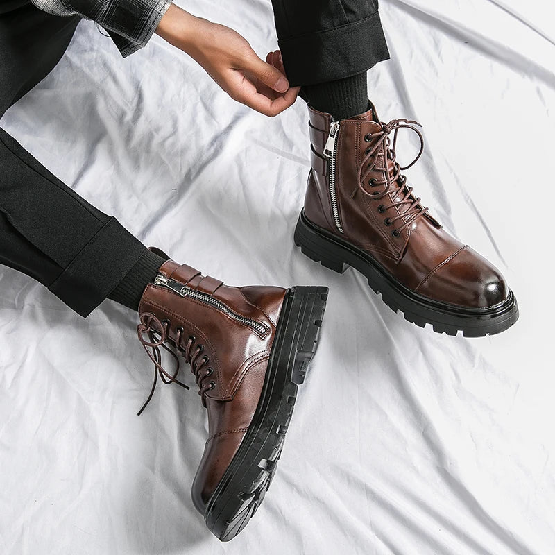 Classic boots fashion  leather men women high boots