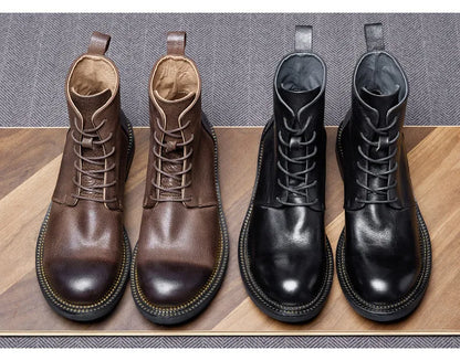 Handmade, high-quality, soft cow leather boots in British style.