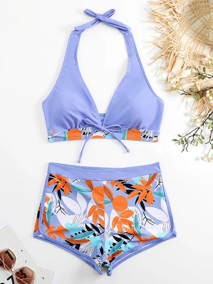 Bikini set short swimsuit women high waist swimwear printed beachwear