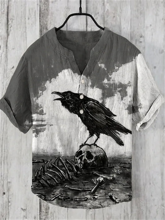 High Quality ,  Japanese Art Shirt Dark crow on skull , Ari brand