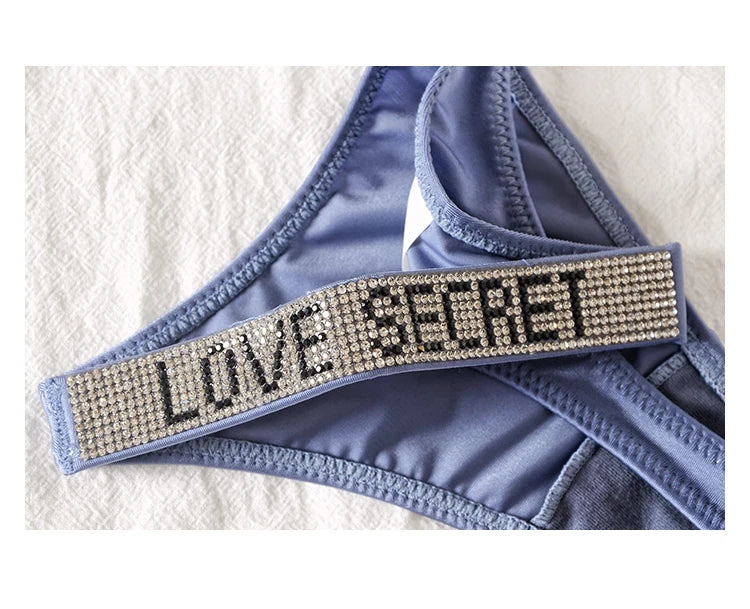 low waist women thongs with letter diamonds