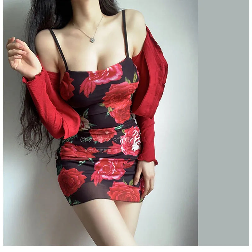 women short dress Sexy Slim Strap Dress Elegant Red Fashion