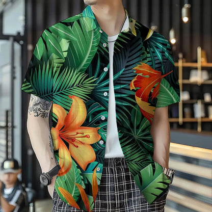 Men hawaiian seach shirt  casual short sleeve button down