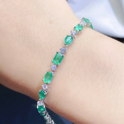 gift for girlfriend lover 925 sterling silver simple and exquisite natural emerald bracelet of precious gem