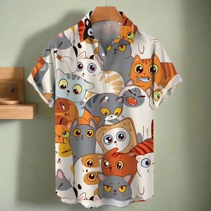 shirt designs of Cartoon animal cat print anime vintage clothing