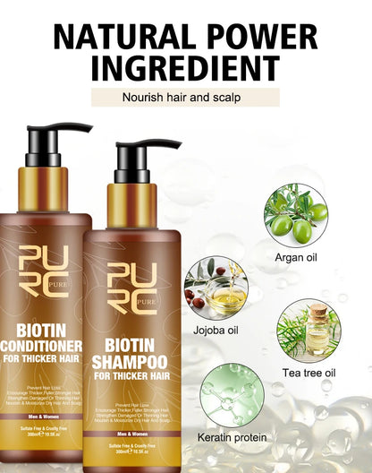 PURC ,biotin fast hair growth oil shampoo conditioner set anti hair loss treatment for Unisex beauty health gift,