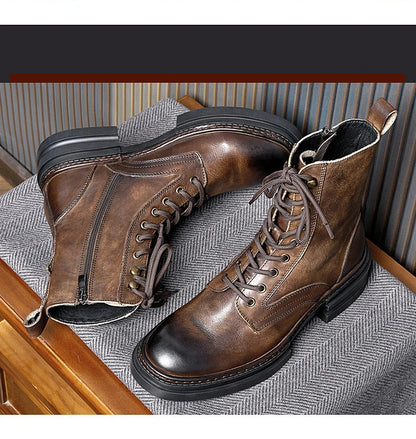 Leather  Boots For Man Thick Fashion Shoes