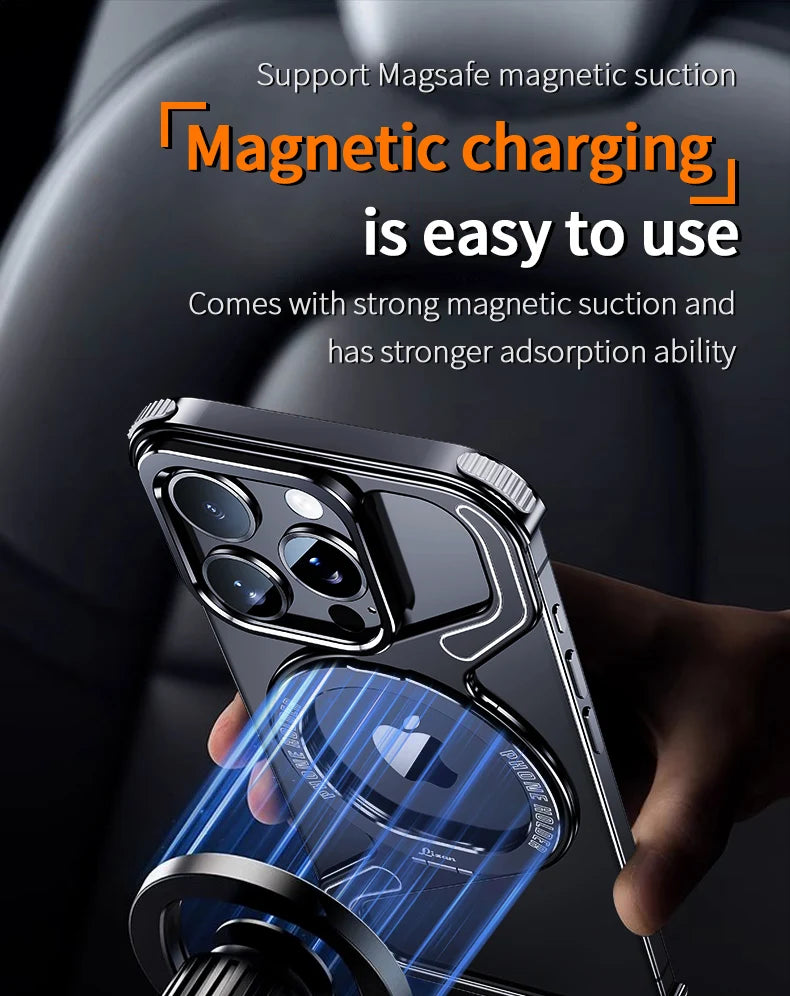 metal z shape magnetic magsafe stand - aluminum rimless phone cover