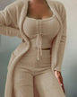 women's 3-piece pajama set  - crop top, pants & coat