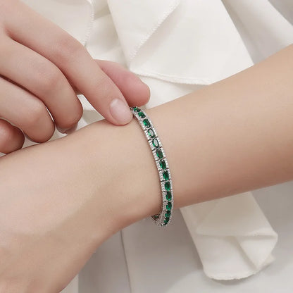 handmade emerald diamond bangle bracelet 925 sterling silver wedding jewelry gift for women