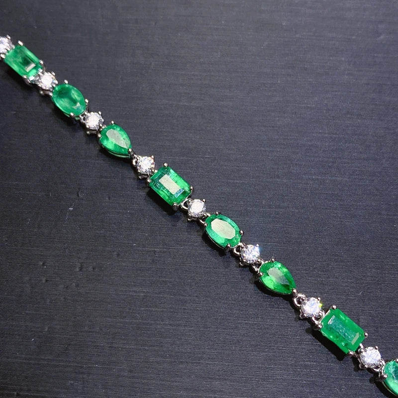 gift for girlfriend lover 925 sterling silver simple and exquisite natural emerald bracelet of precious gem