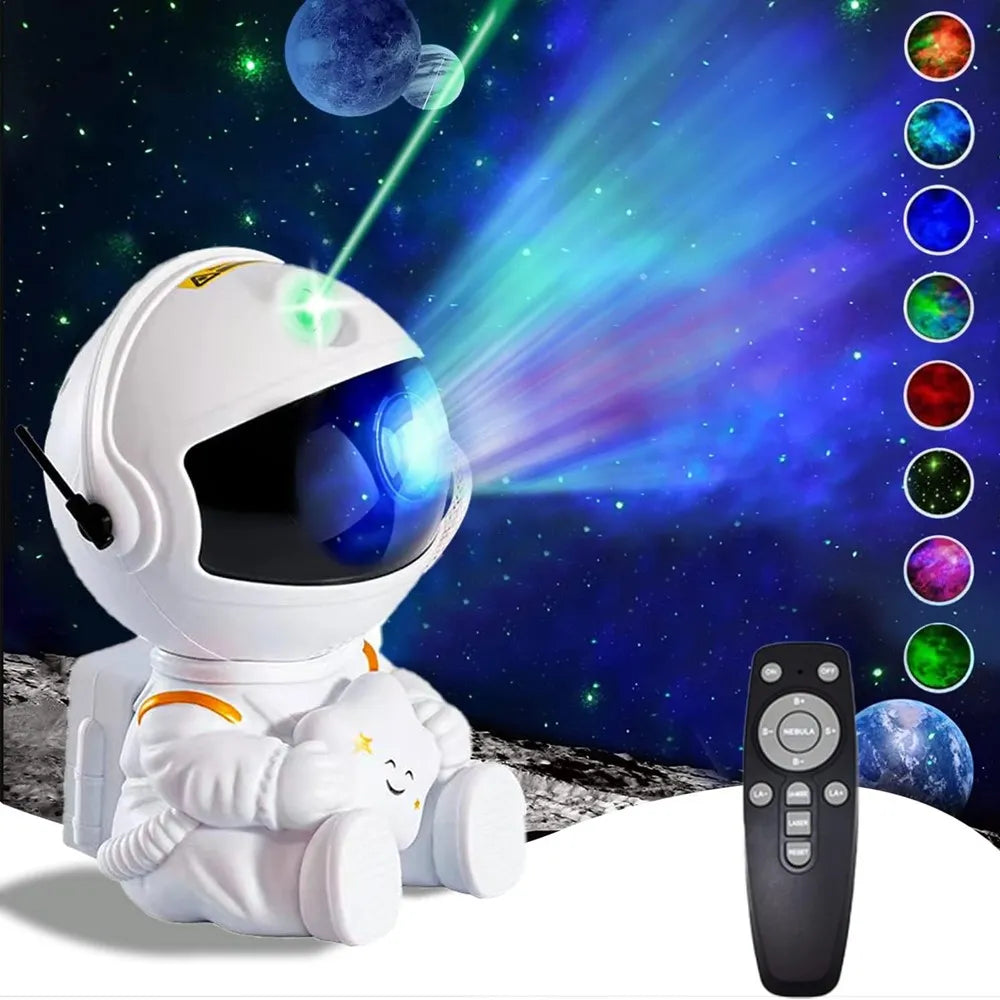 astronaut galaxy star projector led night light-starry ceiling lamp for kids rooms & home décor, perfect unique gift.