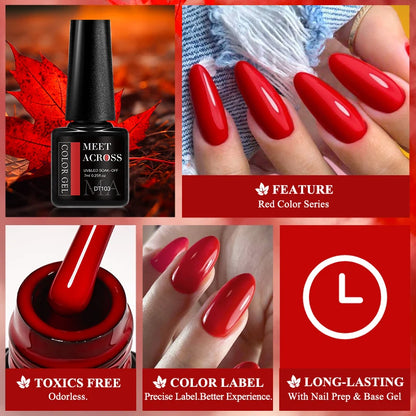 meet across red gel nail polish,  nail art manicure base matte top coat