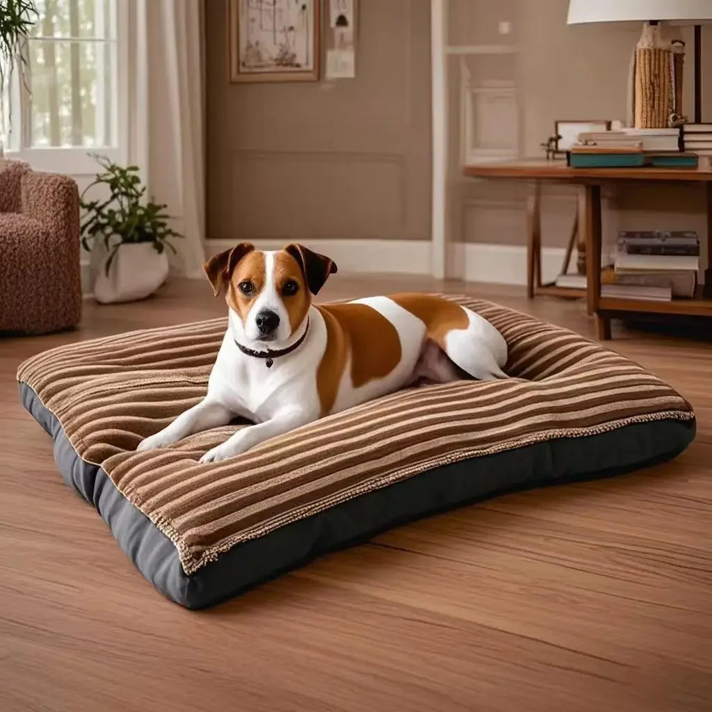 Large corduroy dog bed for medium & big dogs,Washable, soft, removable mat