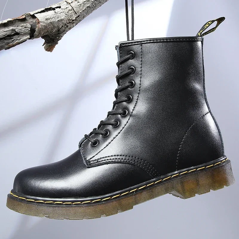 leather men ankle boots outdoor winter casual shoes lightweight warm work boots classic handmade