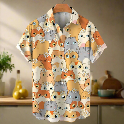 shirt designs of Cartoon animal cat print anime vintage clothing