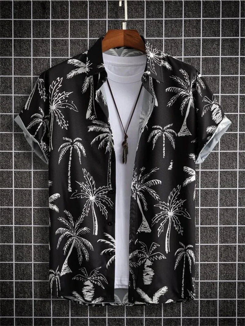 Hawaiian top men's clothing street party men's shirt breathable