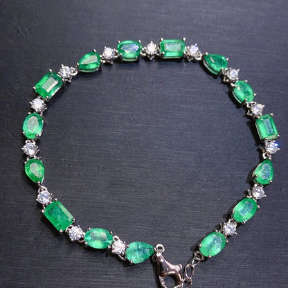 gift for girlfriend lover 925 sterling silver simple and exquisite natural emerald bracelet of precious gem