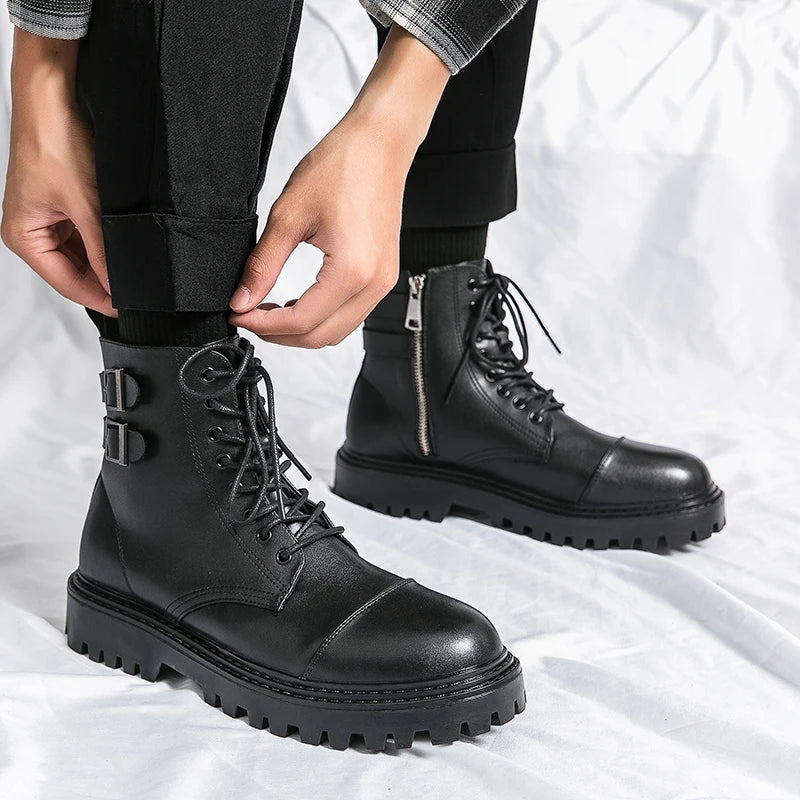 Classic boots fashion  leather men women high boots