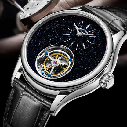 ARI ORBIS Tourbillon Movement Watch Mechanical Business Watches Starry Sky Sapphire Mirror Skeleton