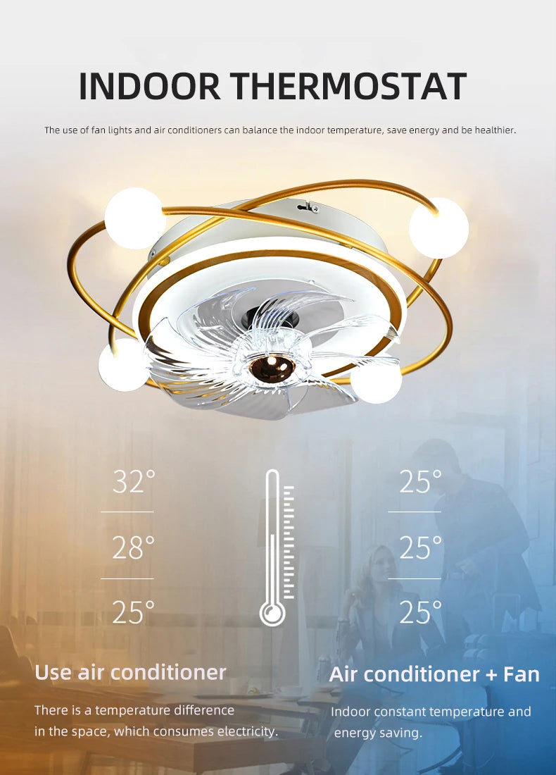 smart ceiling fan - modern adjustable 56cm ceiling fan with light and control