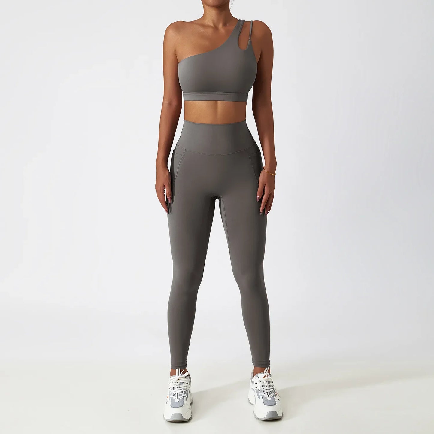 ARI high quality One shoulder bra top pants sports Set  Women's sportswear