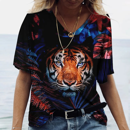 Women  t-shirt with animal print streetwear