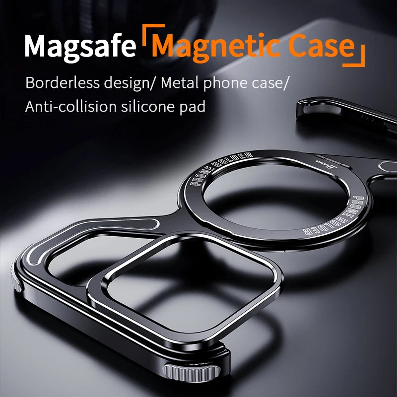 metal z shape magnetic magsafe stand - aluminum rimless phone cover