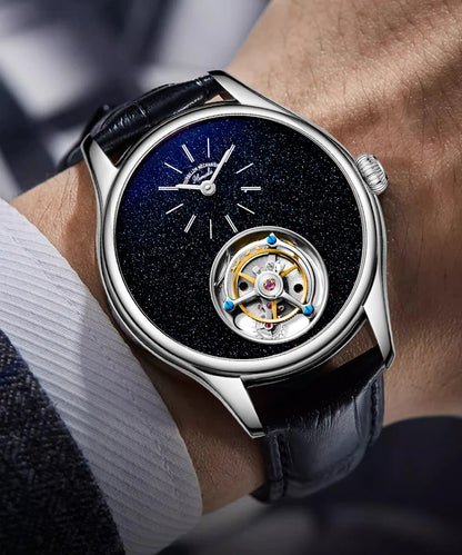 ARI ORBIS Tourbillon Movement Watch Mechanical Business Watches Starry Sky Sapphire Mirror Skeleton