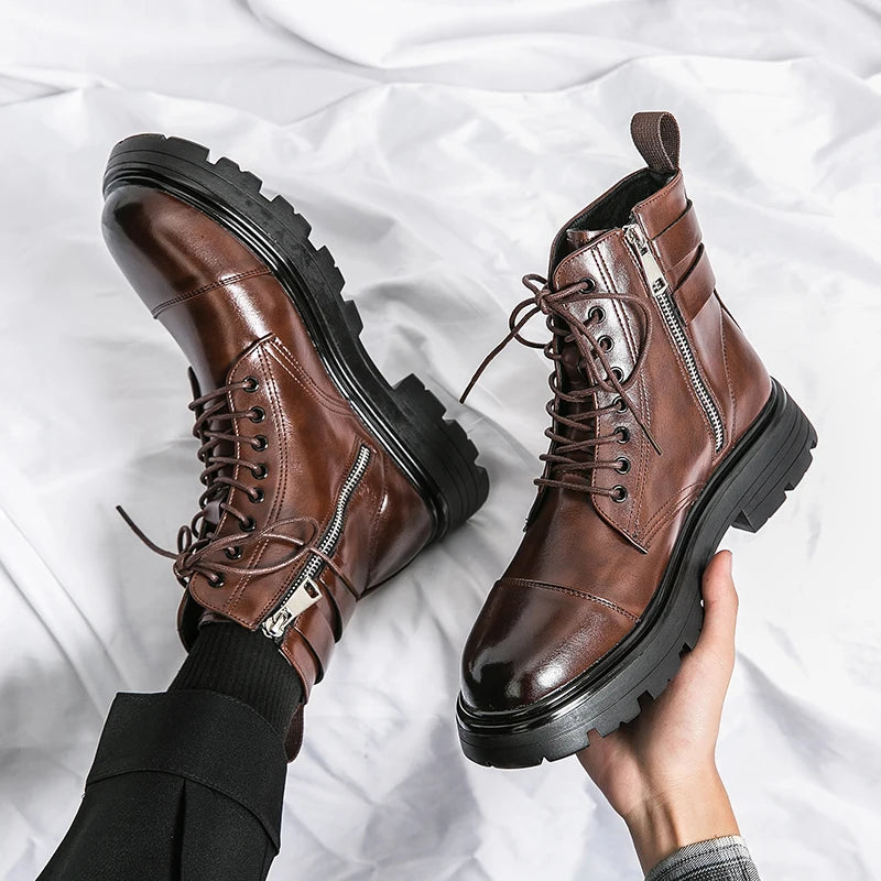 Classic boots fashion  leather men women high boots