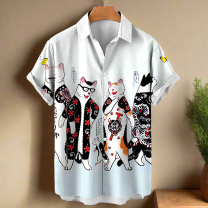 shirt designs of Cartoon animal cat print anime vintage clothing