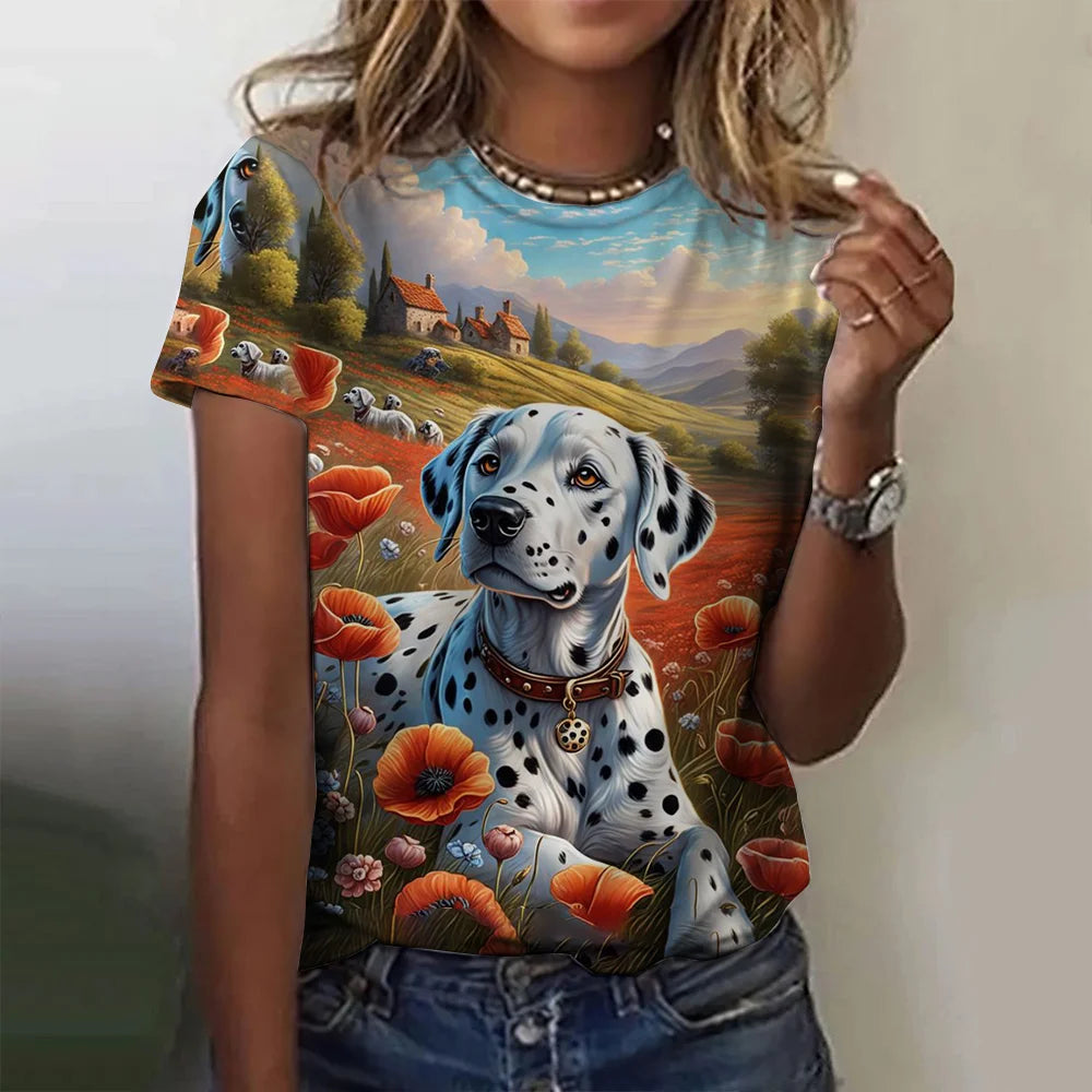 Hot selling women's T-shirts 3D printed pet dog fashion