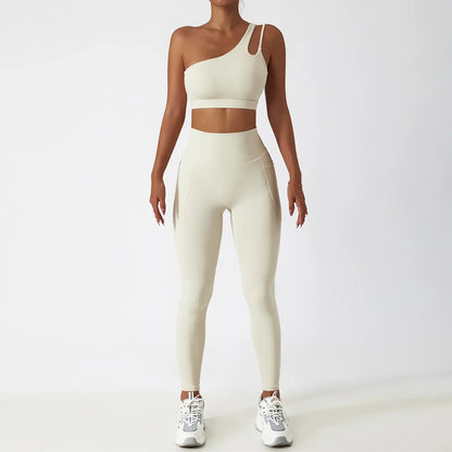 ARI high quality One shoulder bra top pants sports Set  Women's sportswear