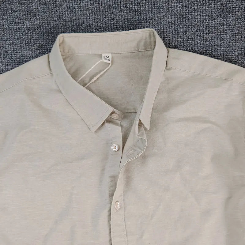 classic men long sleeve shirt in linen and cotton