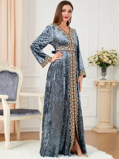 Dubai velvet dress women long dresses clothing turkey arabic dress