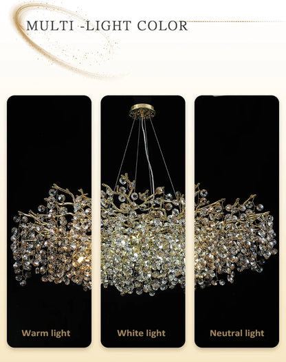 gold lustre sun crystal ceiling chandelier - led nordic home decoration